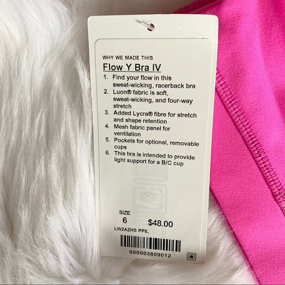 Flow y bra IV pink bright lululemon pads new - Picture 4 of 5